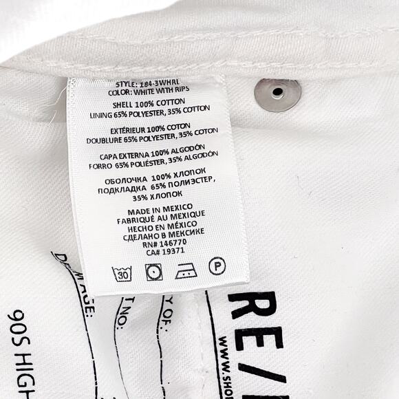 RE/DONE 90s High Rise Loose Jeans Size 24 White Distressed Ripped Denim - Picture 8 of 9